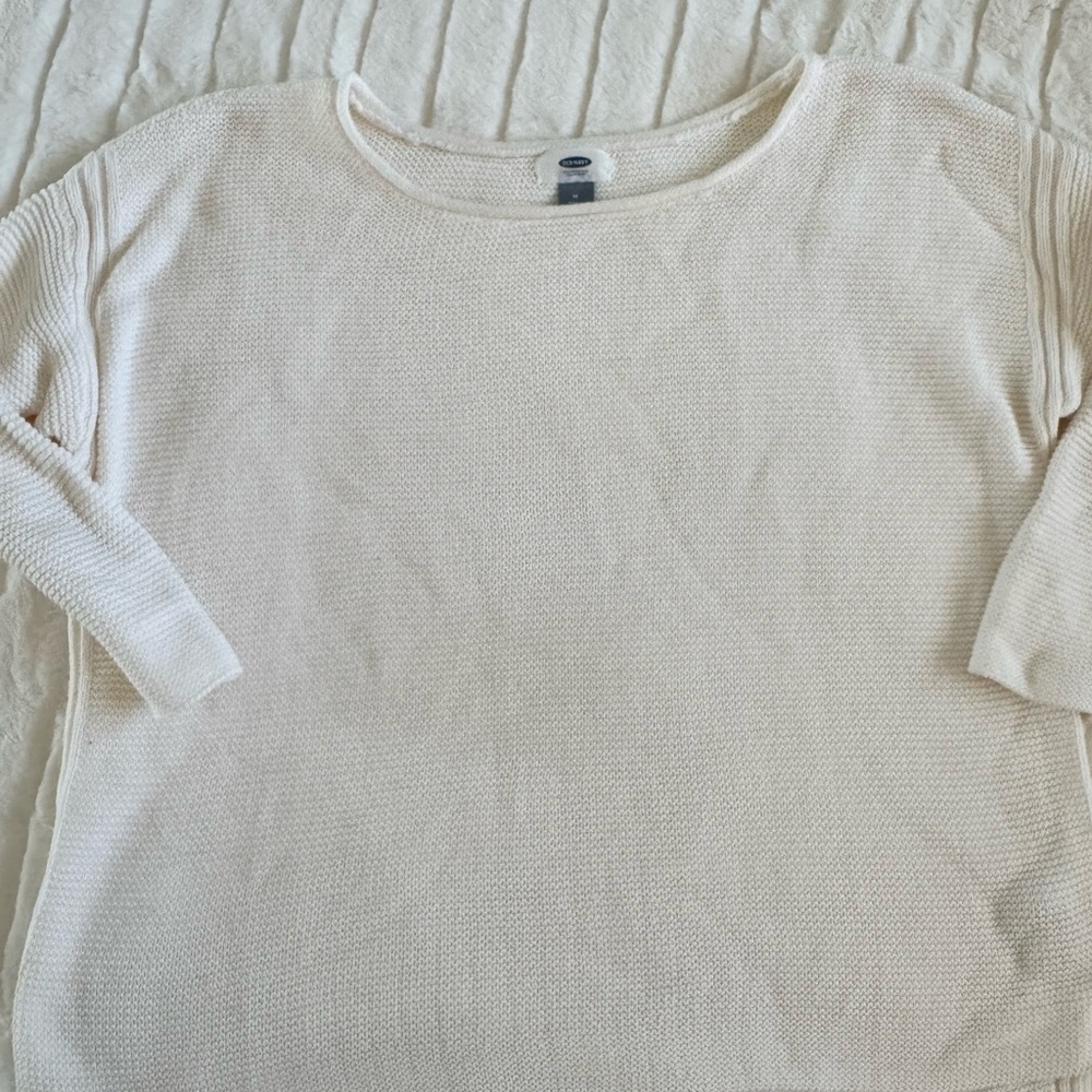 Old Navy Ivory Knit Pullover with roll neck. Oversized look. Size M.